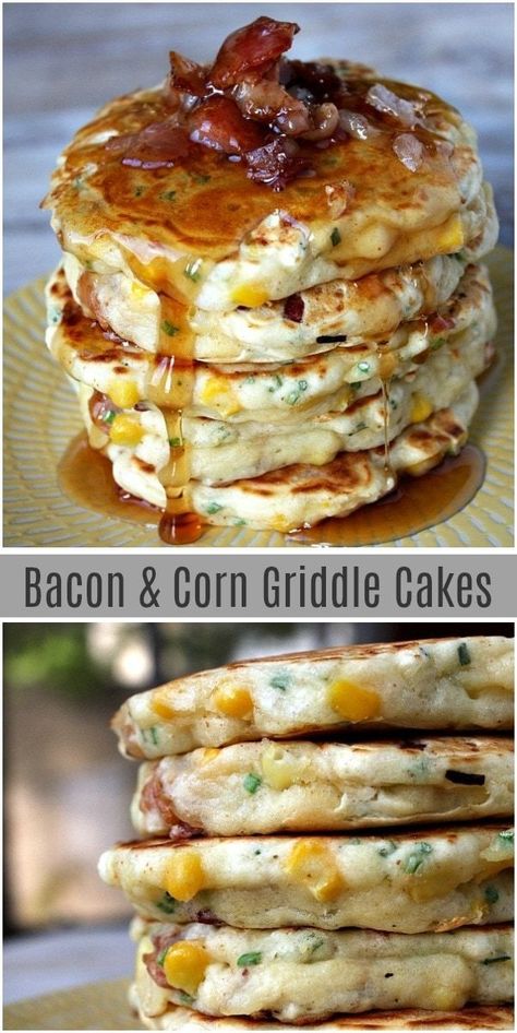 Corn Griddle Cakes, Bacon And Corn, Flap Jacks, Bacon Corn, Breakfast Sides Dishes, Griddle Cakes, Breakfast Sides, Recipe Notebook, Breakfast Appetizers