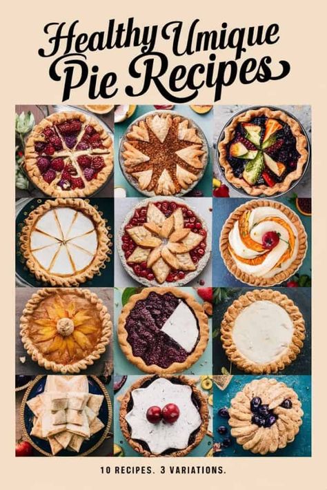 Are you tired of the same old pie recipes? Get ready to discover a whole new world of delicious and unique pie creations that will tantalize your taste buds! Top Crust Pie Designs, Autumn Pie Recipes, Unusual Pies, Unique Pie Recipes, Fancy Pie Crust, Christmas Pies, Thanksgiving Desserts Kids, Slab Pies, Salted Caramel Apple Pie