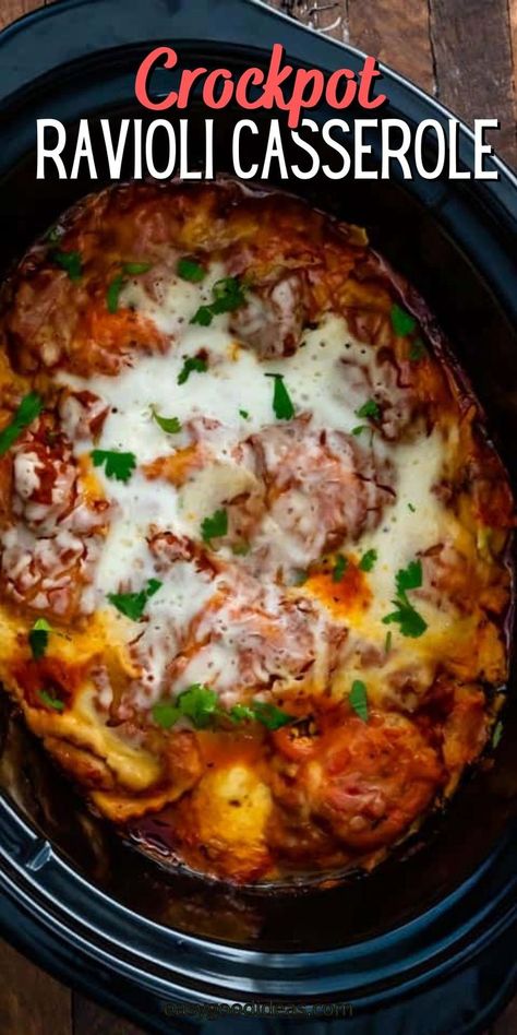 Crockpot Ravioli Casserole, Frozen Ravioli Recipes, Ravioli Lasagna Recipe, Slow Cooker Ravioli, Crockpot Ravioli, Ravioli Casserole, Dump And Bake, Ravioli Lasagna, Crockpot Lasagna