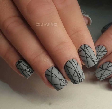 Black And Gray Nail Designs, Gray Nail Designs, Gray Nail, Grey Nail Designs, Matte Nails Design, Gray Nails, Matte Nails, Fall Nails, Black And Gray