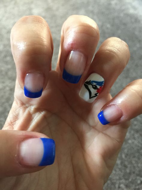 Blue Jays Nails Blue Jays Baseball Nails, Toronto Blue Jays Nails Design, Blue Jays Nail Art, Blue Jay Nails, Blue Jays Nails, Baseball Nails, J Nails, Blue Nail Art, Nail Pictures