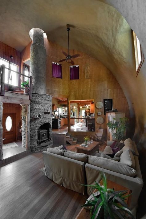 interior of a two- story monolithic dome home Monolithic Dome Homes, Dome Homes, Earth Bag Homes, Geodesic Dome Homes, Earthship Home, Dome Home, Straw Bale, Cob House, Dome House