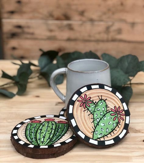 Cactus decor cactus wood art cactus coasters cactus art | Etsy Cactus Coasters, Cactus Wood, Painted Coasters, Peace Frog, Wood Slice Art, Cactus Painting, Painting Wood, Wood Knobs, Cactus Decor