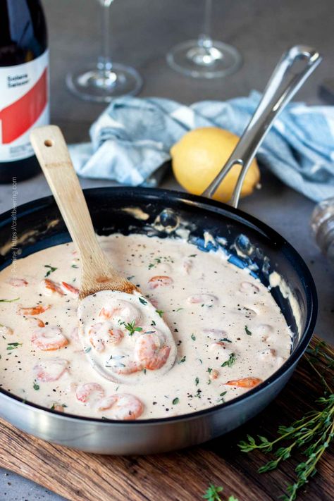 Cream Sauce For Steak And Shrimp, Fish With Shrimp Cream Sauce, Shrimp Cream Sauce For Fish, Shrimp In Cream Sauce Recipe, Creamy Shrimp Sauce For Fish, Shrimp Topping For Fish, Shrimp Cream Sauce For Steak, Shrimp With Sauce Over Rice, Crabmeat Cream Sauce