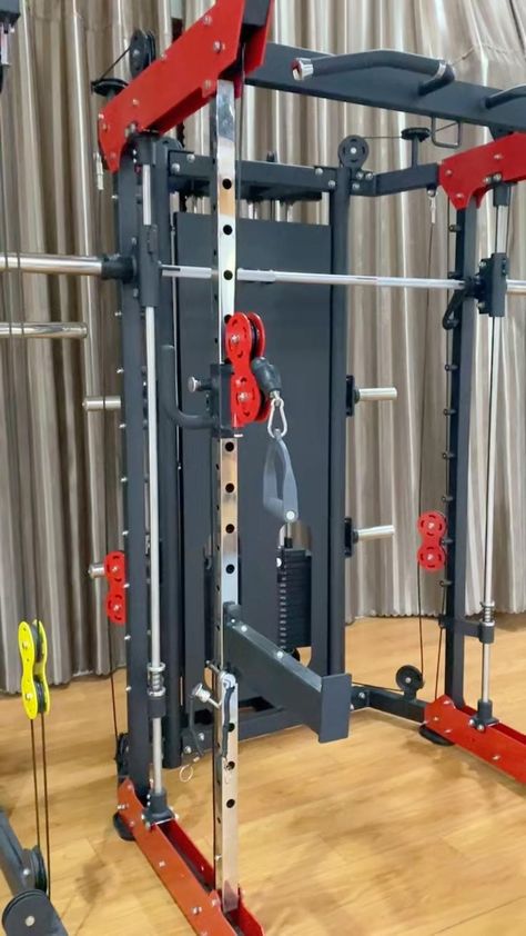 #homegym Smith machine | Home gym design, At home gym, Commercial fitness equipment Gym Room Ideas, Gym Commercial, Home Made Gym, Home Gym Inspiration, Gym Equipment Workout, Commercial Fitness Equipment, Home Gym Garage, Spin Bike, Gym Setup