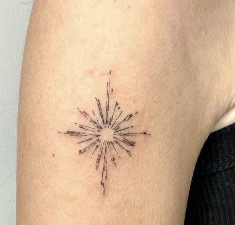 Firework Tattoo, Traditional Tattoo Designs, Light Tattoo, Flame Tattoos, Handpoke Tattoo, Star Tattoo, Sun Tattoos, Sternum Tattoo, Tattoo Project