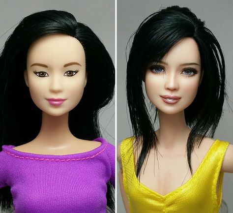 Artist Repaints Dolls In A More Realistic Way Doll Repaint Tutorial, Doll Face Paint, Custom Barbie, Sometimes People, Barbie Makeup, Barbie Outfits, Barbie Hair, Barbie Diy, Barbie Accessories