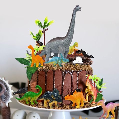 Wild Animals Party, Decorations For Birthday Party, Birthday Party Dinosaur, Dinosaur Themed Party, Dinosaur Birthday Theme, Party Dinosaur, Dinosaur Birthday Party Decorations, Dinosaur Cake Toppers, Dinosaur Birthday Cakes