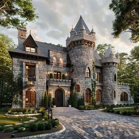 Castle Home Exterior, Mini Castle House, Castle Style Homes, Cottage Castle, Modern Castle, Castle House Design, Small Castles, Old Castle, Castle Home