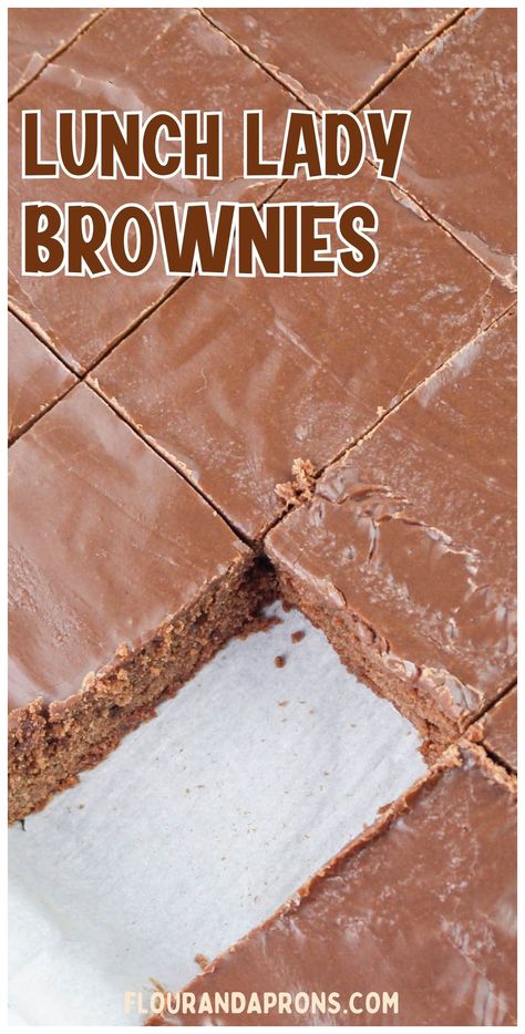 Indulge in the best lunch lady brownies with this easy recipe. These brownies are the ultimate chocolate dessert, featuring a rich cocoa flavor and a smooth frosting. Perfect for dessert, after-dinner treats, or school lunchroom brownies! Lunchroom Ladies Brownies, Lunch Lady Brownies Sheet Pan, School Lunch Desserts, Cafeteria Brownies, Lunchroom Brownies, Lunch Lady Brownies Recipe, 9x13 Brownie Recipe, Buttermilk Brownies, School Lunchroom