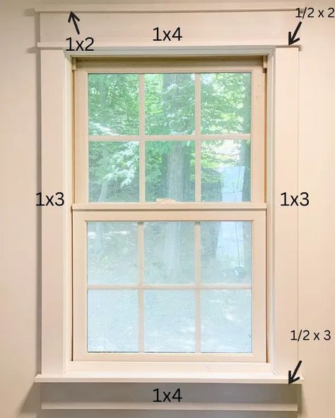 Craftsman Interior Window Trim, Wood Stain Window Trim, Modern Farmhouse Window Trim, Inside Window Trim, Window Trim Ideas Interior, Craftsman Trim Interior, Craftsman Style Window Trim, Modern Window Trim, Window Trim Styles