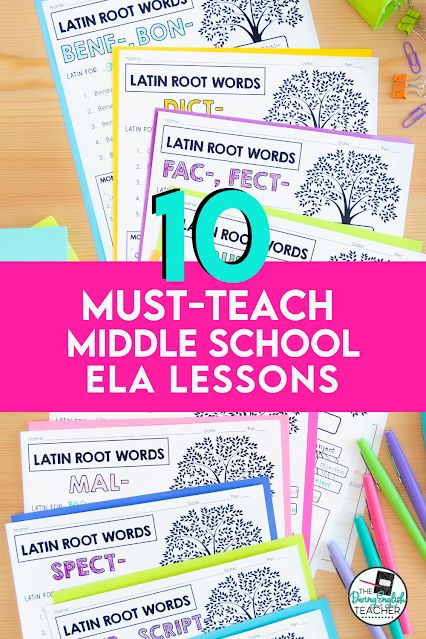 10 Must-Teach Middle School ELA Lessons Middle School Literature Curriculum, Free Middle School Printables, Ela Lesson Plans Middle School, Ela Middle School, Middle School Vocabulary, Teaching Middle School English, Middle School Ela Lessons, Middle School English Classroom, College Teaching