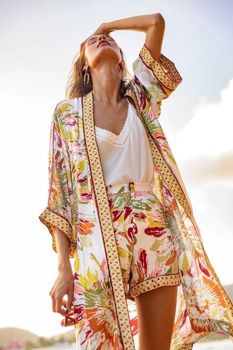 Dress To Romper, Look Kimono, Poupette St Barth, Estilo Chic, Womens Kimono, Long Kimono, St Barth, Summer Looks, Beach Outfit