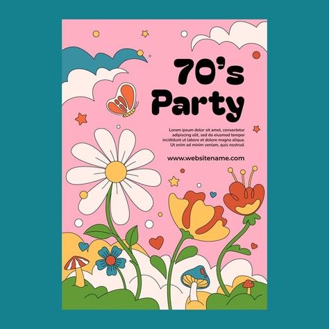 Premium Vector | Flat design 70s style poster template 70s Poster Design, 70s Poster, 2024 Moodboard, Graphisme Design, 1970s Design, 70s Style, Brand Guidelines, Poster Template, 70s Fashion