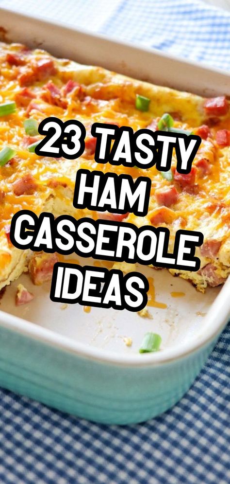 Enjoy 23 tasty ham casserole ideas, perfect for turning leftovers into a hearty meal! Visit our site for easy, flavorful recipes to make the most of your ham. Ham Dinner Casserole Recipes, Easy Ham Casserole Recipes For Dinner, Slice Ham Recipes Dinners, Eggs And Ham Casserole, Ham And Veggie Casserole, Ham Casseroles For Two, Dinner Recipe With Ham, Ham Broccoli Cauliflower Casserole, Rice And Ham Recipes