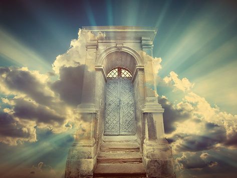 Who is Waiting at the Gates of Heaven? | Is St. Peter Waiting at the Pearly Gates? - Beliefnet Door To Heaven, What Is Heaven, False Facts, Heaven's Gate, Religious People, Rejoice And Be Glad, Desenho Tattoo, Heaven And Hell, Kingdom Of Heaven