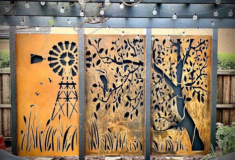 Metal Garden Screens, Windmill Wall Decor, Beach Wall Murals, Garden Screens, Garden Screen, Garden Privacy Screen, Barn Style Sliding Doors, Modern Screens, Garden Privacy