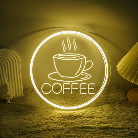 COFFEE Bar Light, 3D Engrave USB Neon Sign for Coffee Shop, Custom Shop Signage, Opening Gift, Party Event Decor, Neon Art - Etsy Canada Party Event Decor, Shop Signage, 3d Sculpture, Old Fashioned Glass, Neon Art, Salon Design, Neon Lights, Lemon Yellow, Peach Pink