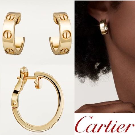 Love Earrings Cartier, Jewelry Street Style, Love Costume, Cartier Gold, Cartier Earrings, Cartier Necklace, Jewelry Photography Styling, 18k Gold Earrings, Style Formal