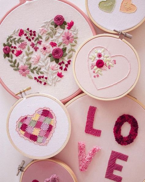 Aly Ploof on Instagram: "Good morning guys!! Happy Friday 🌺🤍 As it’s the last weekend before Valentines day I wanted to run a sale on all the Valentines PDF patterns in my shop…So I’m doing a little sale 💕 You can use the code: ALLTHELOVE to get 25% off any one of my Valentines collection patterns ✨ This includes the Sweetheart & Patchwork Heart Template patterns, Blooming Lovely and Textured Love Patterns! I also wanted to say thank you again for all the love on this collection this year a Pdf Pattern Embroidery, Pink Word, Valentines Collection, Heart Craft, Patchwork Heart, Hand Embroidery Patterns Flowers, Heart Template, Floral Embroidery Patterns, Diy Embroidery Patterns