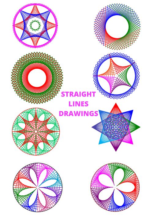 These are 11 straight lines drawing ideas in this post. There are 11 videos to explain and 11 free templates. These parabolic curve art ideas are created using straight lines. Spiral Line Art, Parabolic Curve Art, Math Drawing, Spirograph Design, Simple Drawing Ideas, Lines Drawing, Printable String Art Patterns, Art Math, Optical Illusion Drawing