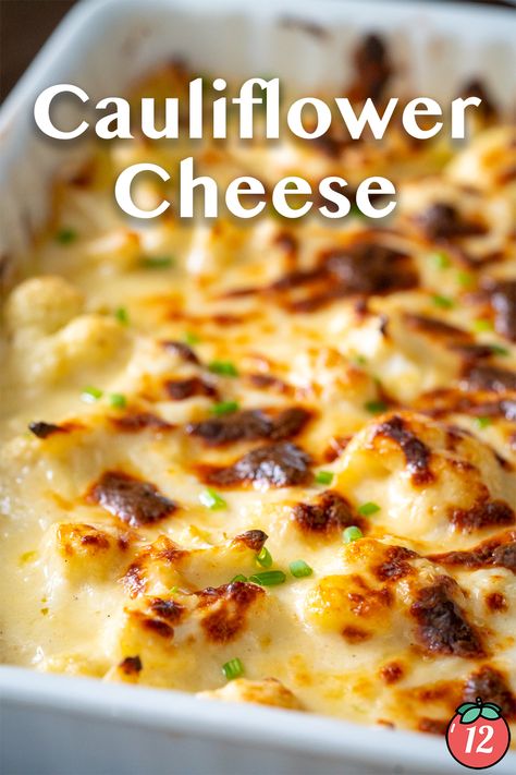 Roasted Cauliflower with Cheese Sauce | 12 Tomatoes Cauliflower With White Sauce, Cauliflower With White Sauce Recipes, Roasted Cauliflower With Cheese Sauce, Cauliflower In Cheese Sauce, Cheese Sauce For Cauliflower Recipe, Sauce For Cauliflower, Broccoli And Cauliflower Side Dish, Roasted Cauliflower With Cheese, Cauliflower With Cheese Sauce