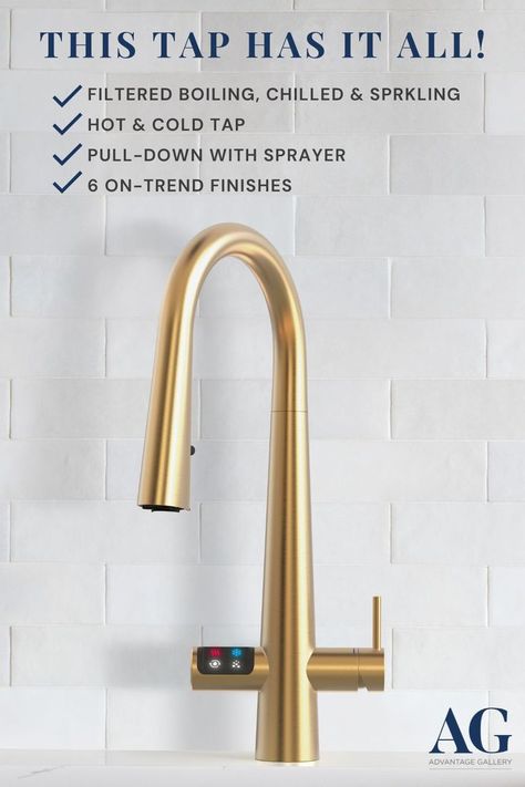 A kitchen gadget must have. The HydroTap Celsius Plus is a multi-functional kitchen faucet that offers filtered boiling, chilled and sparkling water as well as unfiltered hot and cold water that can dispensed from the tap or a two-function pull-down sprayer. Diy Kitchen Updates, Kitchen Design Details, Hot Water Dispensers, Kitchen Updates, Ultimate Kitchen, Innovative Kitchen, High End Kitchens, Dream Life House, Water Safety