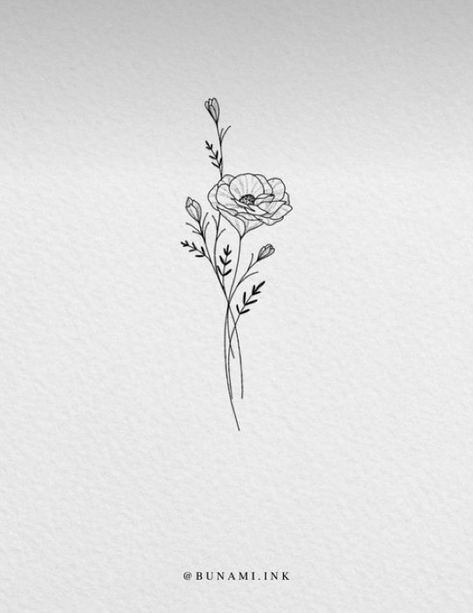 Line Work Flower Tattoo Simple, Poppy Outline Tattoo, Leo Poppy Tattoo, Minimalistic Floral Tattoo, Small Astor Flower Tattoo, Poppy Tattoo Design Drawings, Camilla Flower Tattoo, Poppy Flower Spine Tattoo, Find Line Tattoo Ideas