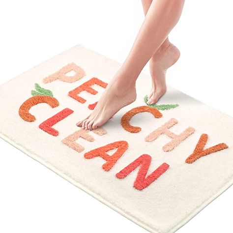 Peachy Clean Bath Mat, Pink Bathroom Rugs, Peachy Clean, Coral Bathroom, Peach Bathroom, Bathroom Decor Rugs, Rugs Pink, Large Bath Mat, Small Bath Mat