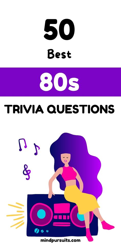 Relive the iconic decade with the "50 Best 80s Trivia Questions." Test your knowledge of 80s music, movies, and pop culture. Perfect for trivia nights and 80s enthusiasts! #80sTrivia #TriviaQuestions 80s Trivia With Answers, Trivia Games For Groups, 80s Music Trivia, 80s Trivia, Movie Trivia Questions, 1970s Movies, Tv Trivia, Memory Test, 80's Party