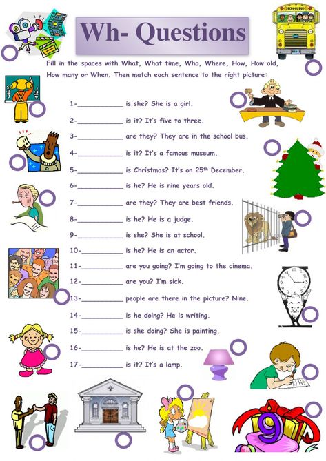 Wh Questions Exercises, Wh Questions Activities, Grammar For Kids, English Worksheet, English Exercises, English Grammar Worksheets, Wh Questions, English Worksheets For Kids, Kids English