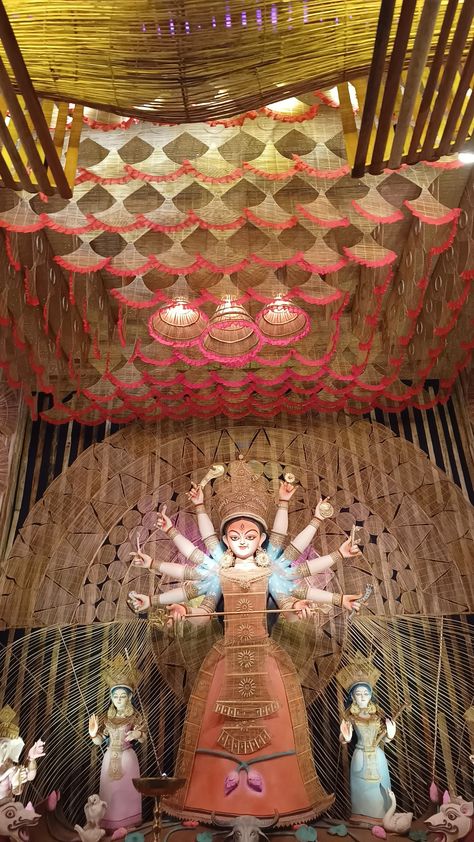 Durga Puja Decoration Ideas, Puja Decoration Ideas At Home, Durga Puja Decoration, Puja Decoration Ideas, Bengali Durga Puja, Puja Decoration, Puja Pandal, Durga Puja, Durga Maa