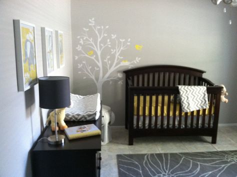 Our Baby's Nursery :)                                                                                                                                                                                 More Dark Wood Nursery, Nursery Dark Furniture, Modern Safari Nursery, Bedroom Upgrades, Room Ideas Dark, Grey Baby Nursery, Wood Nursery, Baby Nursery Neutral, Giraffe Nursery