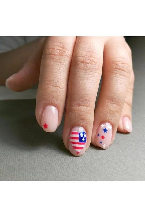 24Pcs 4th of July Press on Nails Short Independence Day Fake Nails American Flag Stars Full Cover Glue on Nails Patriotic False Nails Acrylic Nails Heart Stick on Nails for Women Manicure Decorations Amazon Nails, Squoval Acrylic Nails, Press On Nails Square, Holiday Manicure, Nails Heart, French Tip Design, Short Press On Nails, Short Fake Nails, 4th Of July Nails