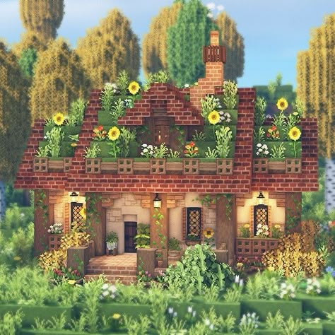 Minecraft Spring Build, Minecraft Meadow House, Minecraft Spring, Fairy Core Minecraft, Fairy House Minecraft, Minecraft Fairy Cottage, Fairy Cottage Minecraft, Minecraft Fairy House, Cottage Minecraft