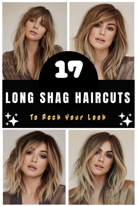 This shag style features layers that gently swoop around the face, creating a soft and flattering frame. It�s a perfect choice for anyone who wants a more subtle, feminine shag look. Shag Type Haircuts, Shag Hairstyles Long Straight No Bangs, Subtle Shag Haircut Straight Hair, Shag Haircut For Long Hair, Haircut Frame Face, Shag With Extensions, Shag Hairstyles Long Straight, 2024 Shag Haircuts, Round Face Shag Haircut