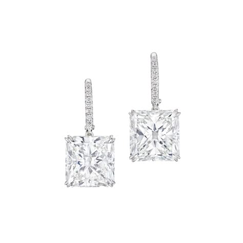 DIAMOND PENDANT EARRINGS | Christie's Diamond White Brilliant Cut Crystal Earrings, Luxury Princess Cut Diamond White Earrings, Luxury Princess Cut Diamond White Diamond Earrings, White Diamond Cut Diamond Chandelier Earrings, Luxury Cubic Zirconia Diamond-cut Chandelier Earrings, Pendant Earrings, Brilliant Cut Diamond, Diamond Pendant, Diamond Earrings