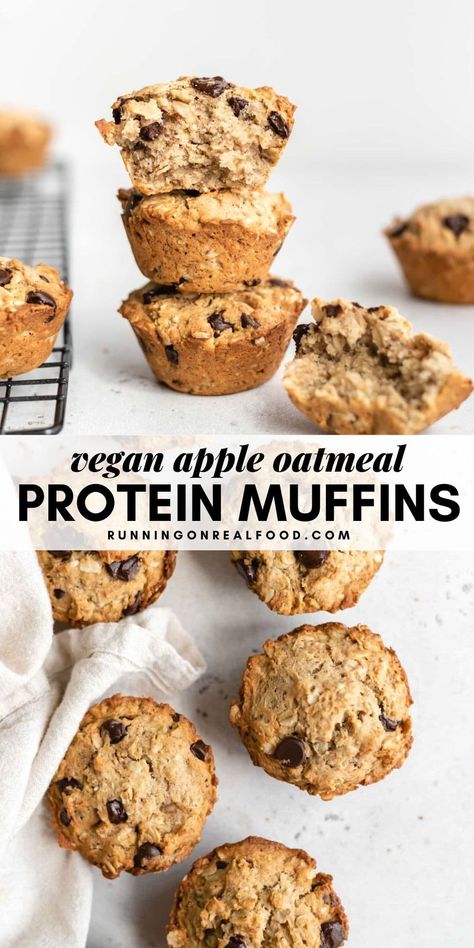 These vegan applesauce oatmeal protein muffins are easy to make in 1 bowl in about 30 minutes. With 9 grams of protein per muffin they're great for a quick balanced treat or snack. The recipe can be oil-free and gluten-free, if needed. Gluten Free Vegan Protein Muffins, Vegan Banana Protein Muffins, Vegan High Protein Muffins, Protein Muffins Vegan, Vegan Protein Muffins Healthy, Healthy High Protein Vegan Breakfast, Eggless Protein Muffins, Vegan Protein Breakfast Ideas, Dairy Free Protein Muffins