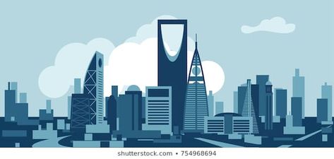 Riyadh Illustration, Saudi Arabia Illustration, Riyadh Skyline, Sheet Composition, Badshah Rapper, Skyline Illustration, City Sketch, Riyadh Saudi Arabia, City Vector