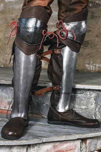 Medieval Mercenary, Knee Armor, Leg Armor, Warrior Character, Viking Shoes, Handmade Leather Boots, Viking Dress, Larp Armor, Cosplay Boots