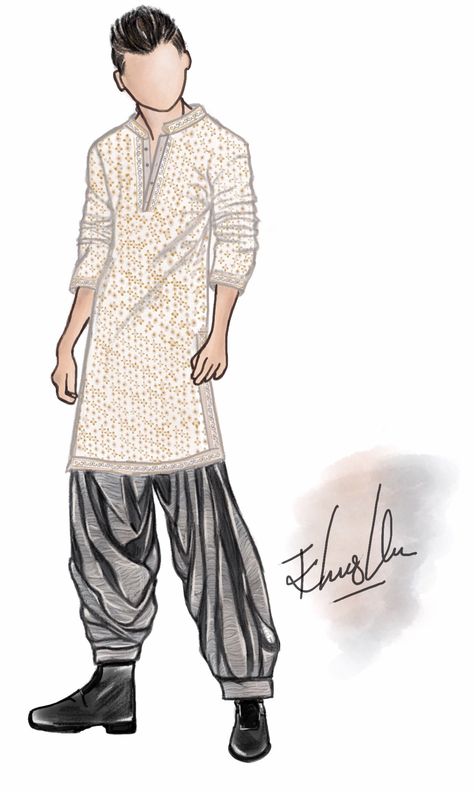 Mens Party Wear Illustration, Mens Traditional Wear Illustration, Indian Fashion Croquis, Mens Fashion Illustration Indian, Kurta Illustration Sketch, Sherwani Illustration, Party Wear Dress Illustration, Kurta Sketch, Kurta Illustration