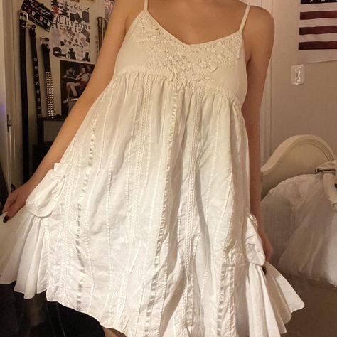 vintage white coquette babydoll dress - size small... - Depop Cottagecore White Mini Dress, Coquette Babydoll Dress, Babydoll Dress White, Babydoll Night Dress, Babydoll Dress Nightwear, Empire Waist Babydoll Dress, Babydoll Dress Pattern, Babydoll Sundress, Babydoll Dress Outfit