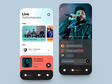 Music Ui, Social App Design, Music App Design, Ui Design Mobile, Live App, Movie App, Mobile App Design Inspiration, App Interface Design, Mobile Ui Design