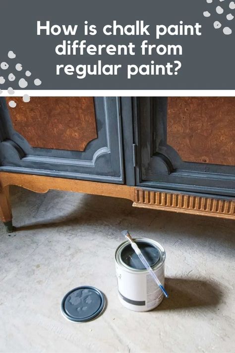 Chalk paint is different from traditional paint in many ways: the consistency, application, clean up, and appearance when dried. Chalk paint has a thick consistency which means it goes on much in thicker layers than regular paint and is less likely to drip or run. Depending on the project, chalk paint oftentimes requires a single coat of paint whereas regular paint might require more. Chalk Paint Vs Regular Paint, Chalk Paint Walls, Painting Furniture Black, What Is Chalk Paint, Chalk Paint Kitchen, Large Scale Wall Art, Furniture Painting Tips, Black Paint Color, Painted Furniture Colors