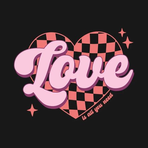 Valentines Day Logo Design, Groovy Valentines Wallpaper, T Shirt Aesthetic Design, Groovy Tshirt Design, Retro T Shirt Designs, Love Shirt Design, Valentines Day Graphics, Card For New Year, New Year Card Ideas