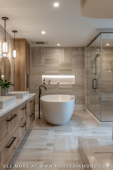 38 Luxury Bathroom Ideas Large Master Bathrooms 2024 Trends, Wet Bathroom With Tub, Master Bathrooms 2024 Trends Modern, Large Shower Ideas, Wet Area Bathroom, Bathroom Double Vanity Ideas Master Bath, Wet Room Bathroom With Tub, Luxury Showers Master Baths, Master Bathrooms 2024 Trends