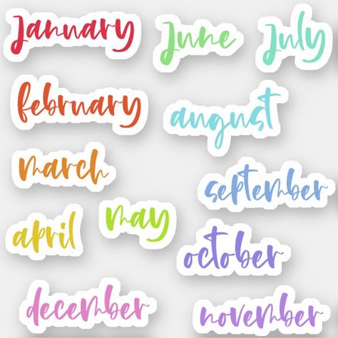 Month Labels, Bullet Journal Month, Monthly Stickers, Month Stickers, 2022 Calendar, H Design, Months Of The Year, Calligraphy Script, Name Stickers