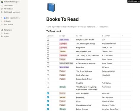 Notion Template Reading List, Notion Anime List, Notion List Ideas, Packing List Notion, Notion Shopping List, Notion Book List, Notion Movie List, Notion Watch List, Notion Book Template
