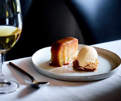 After 10 years, this dessert is still a top order at Andrew McConnell's Melbourne restaurant. Apple Confit, Burnt Butter, Terrine Recipe, Fine Dining Desserts, Butterscotch Sauce, Dessert Simple, Australian Food, Caramel Recipes, Fancy Desserts