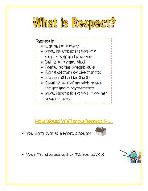 Worksheets On Respect Free Worksheets Library Courage Worksheet, What Is Respect, Respect Lessons, Elementary Lesson Plan Template, Teaching Respect, Character Education Lessons, Teaching Character, Language Worksheets, Elementary Lesson Plans